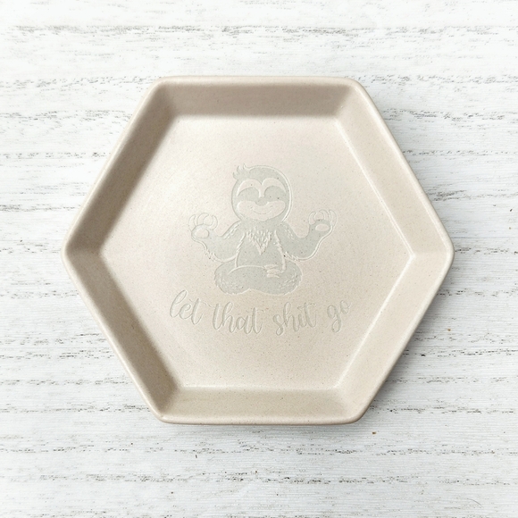 Laser Engraved Trinket Tray - Let That Shit Go - Picture 9 of 10